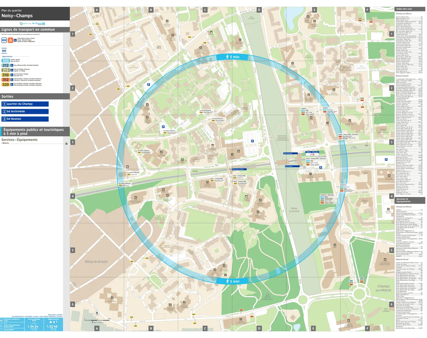 Plan de quartier autour de la gare Noisy - Champs