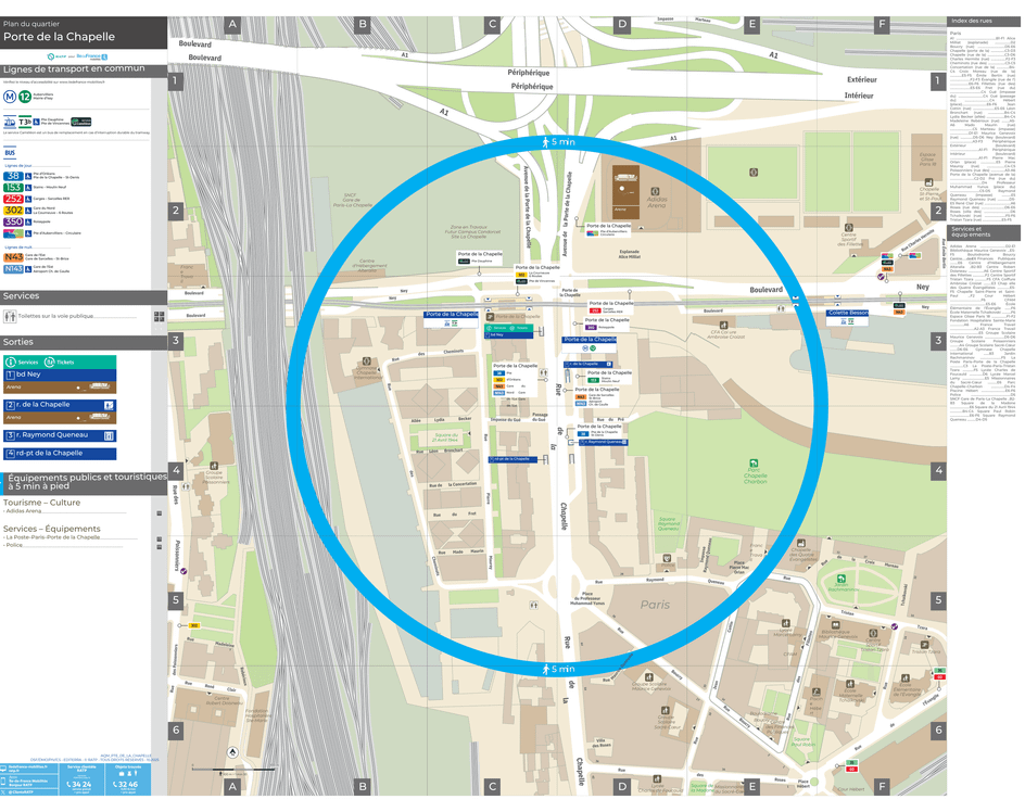 Plan de quartier autour de la station de métro Porte de la Chapelle