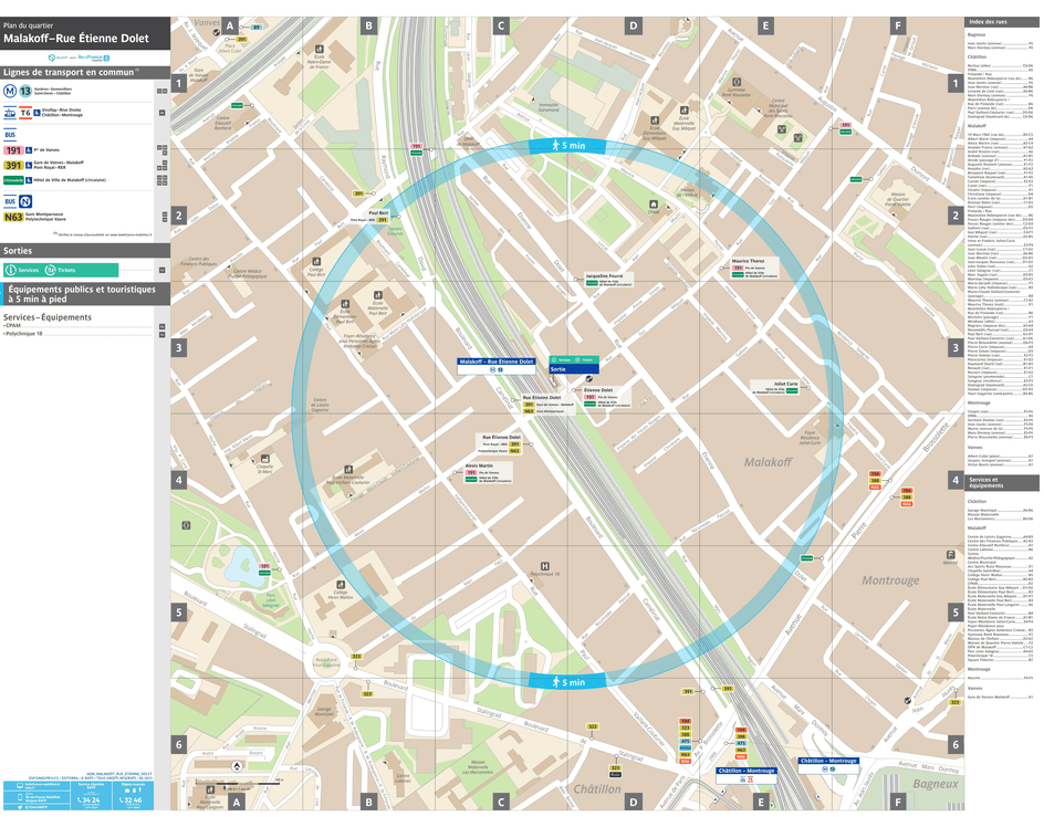Plan de quartier autour de la station de métro Malakoff - Rue Etienne Dolet