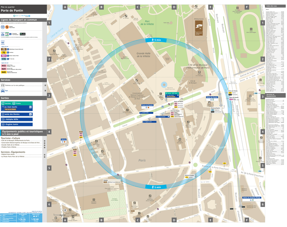 Plan de quartier autour de la station de métro Porte de Pantin