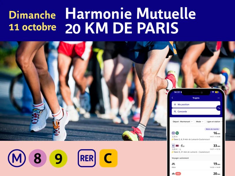 Harmonie Mutuelle 20km de Paris 2026 : accès, transports et zones à éviter le dimanche 11 octobre