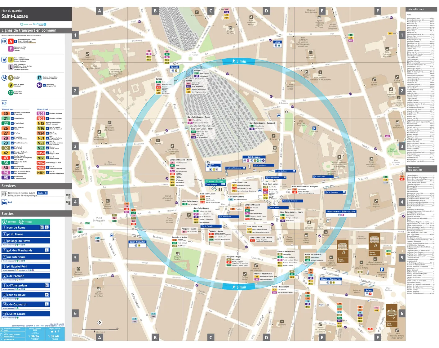 Neighborhood map around the metro station Saint-Lazare