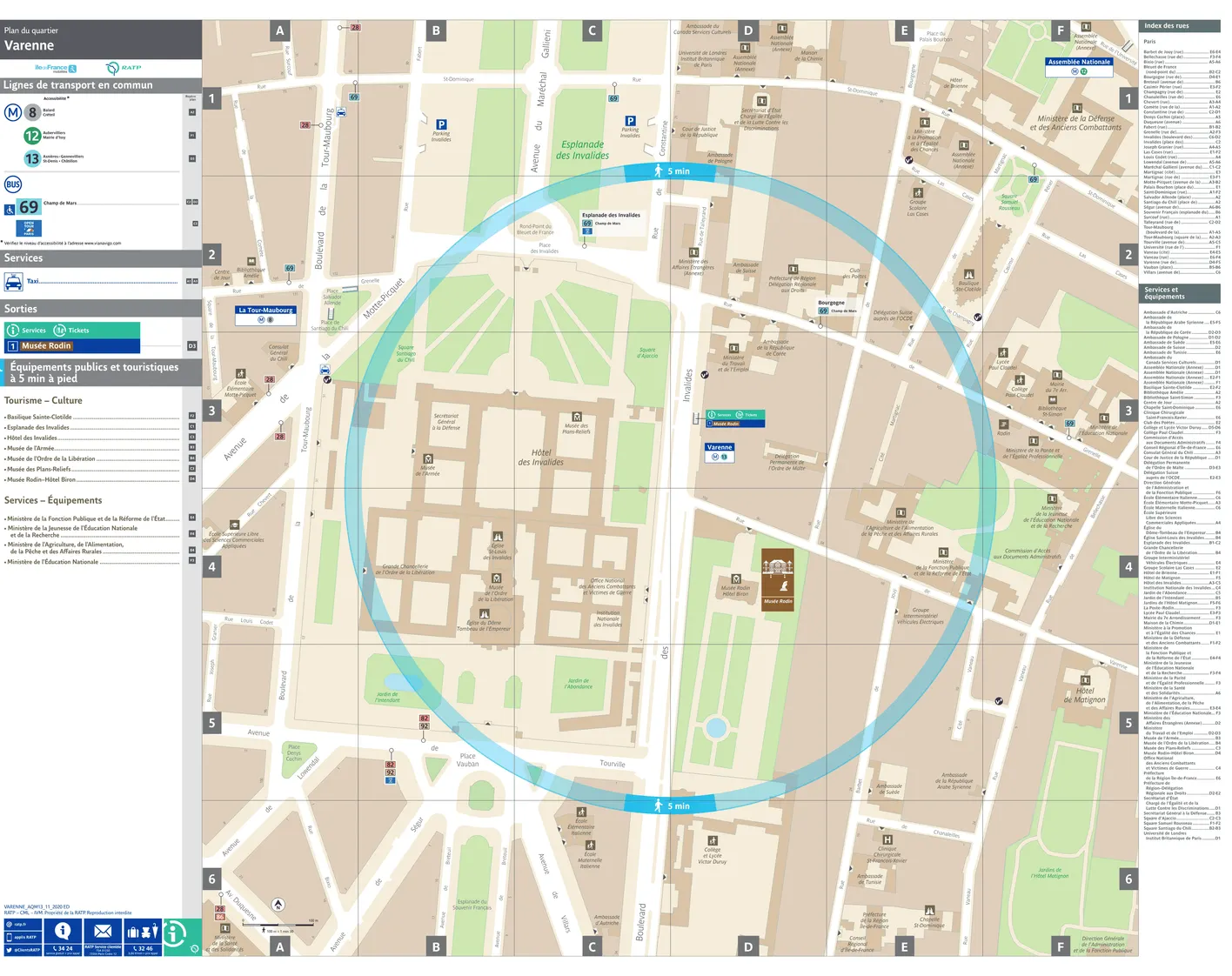Neighborhood map around the metro station Varenne