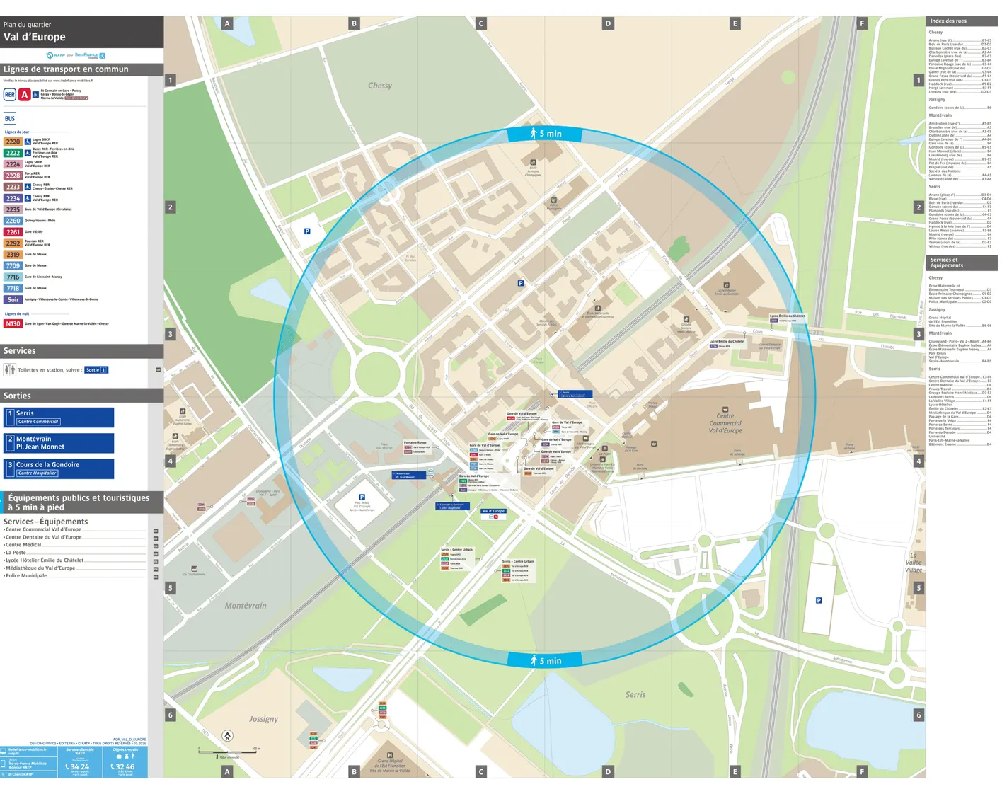 Neighborhood map around the train station Val d'Europe