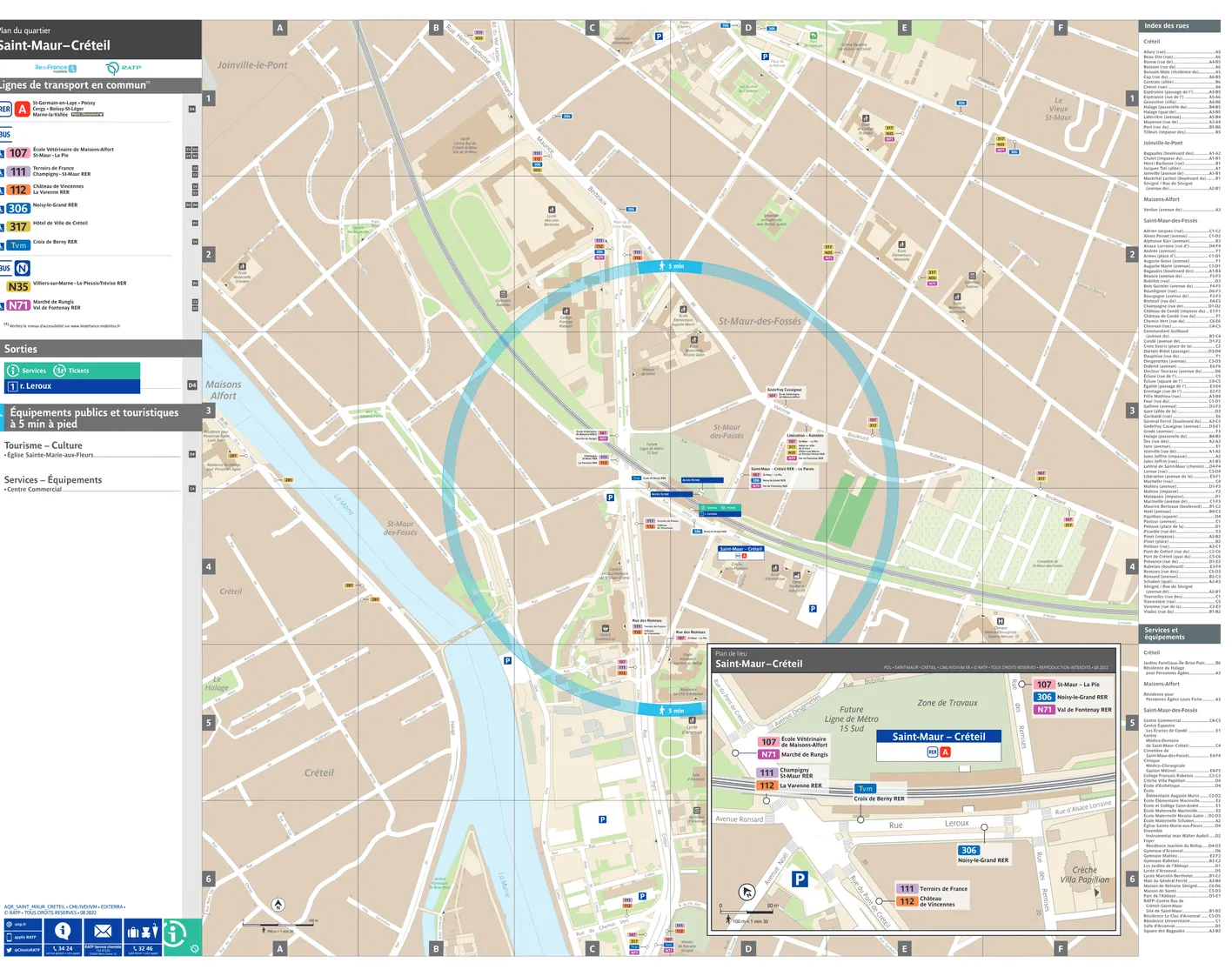 Neighborhood map around the train station Saint-Maur - Créteil