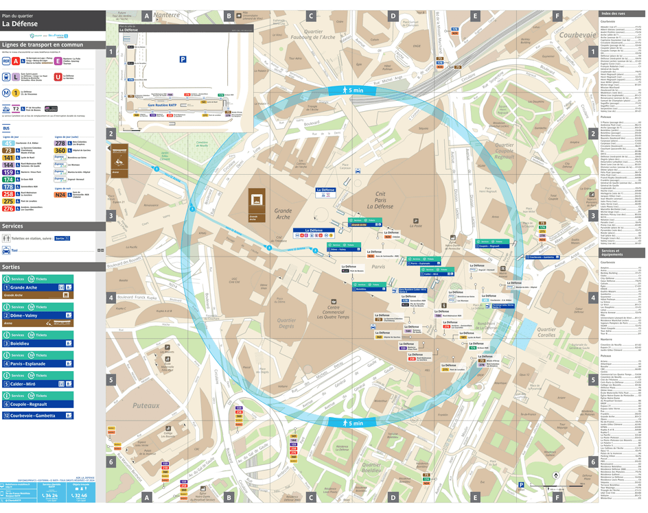 Neighborhood map around the train station La Défense