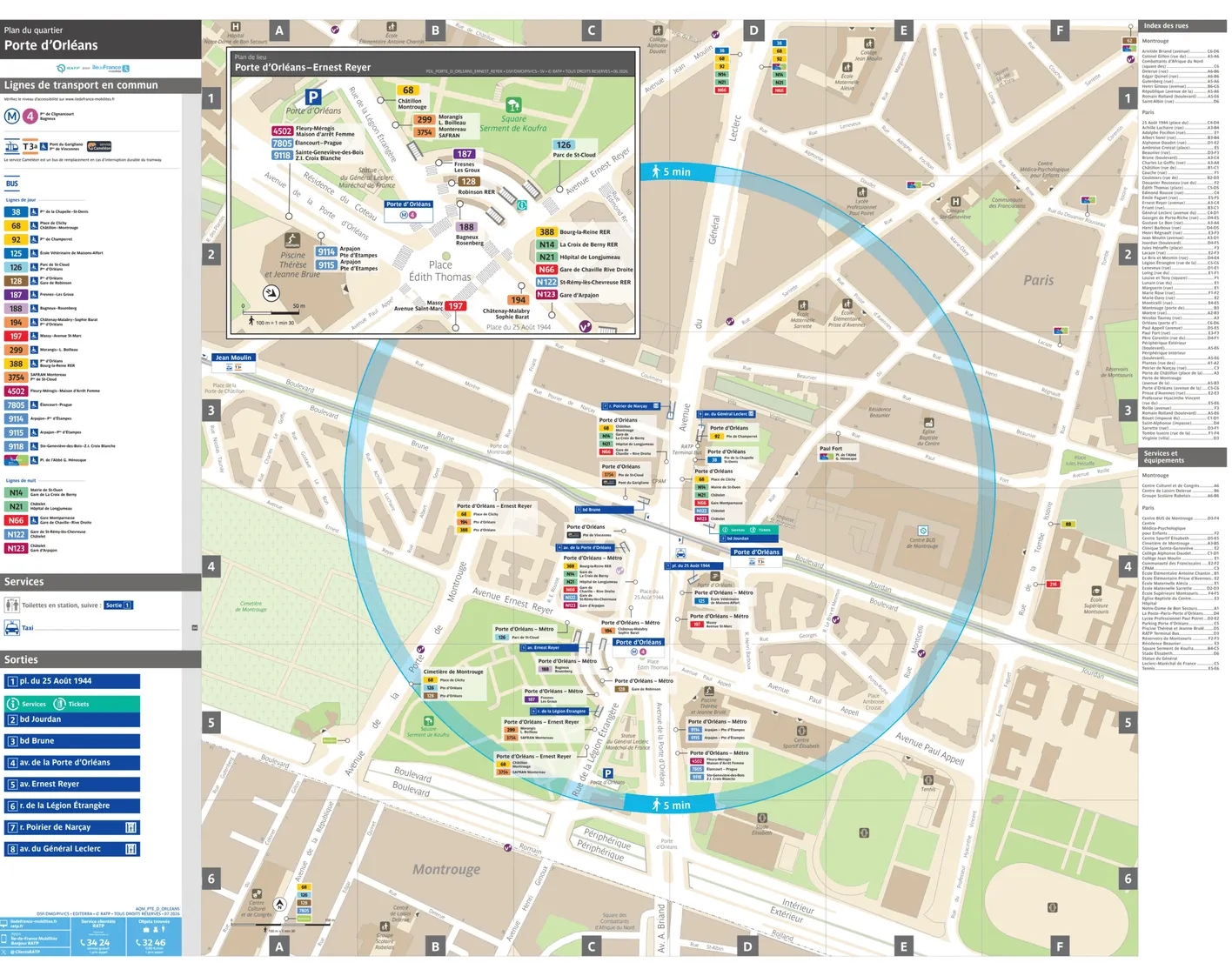 Neighborhood map around the tram stop Porte d'Orléans
