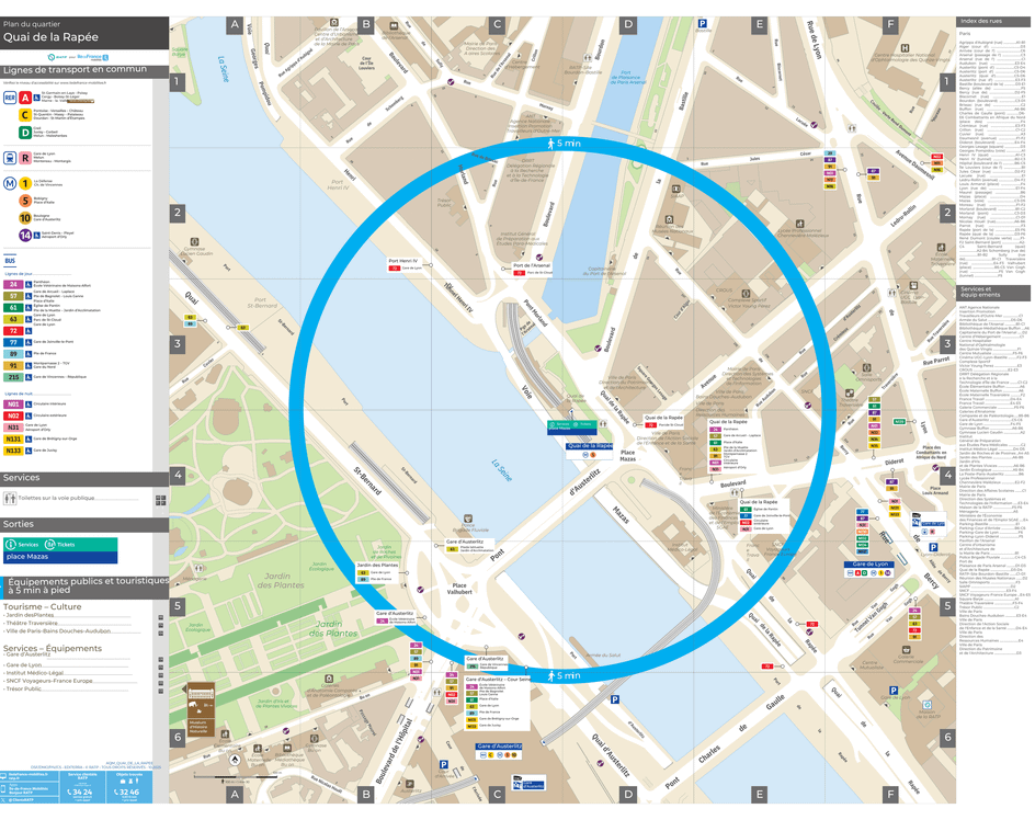 Neighborhood map around the metro station Quai de la Rapée