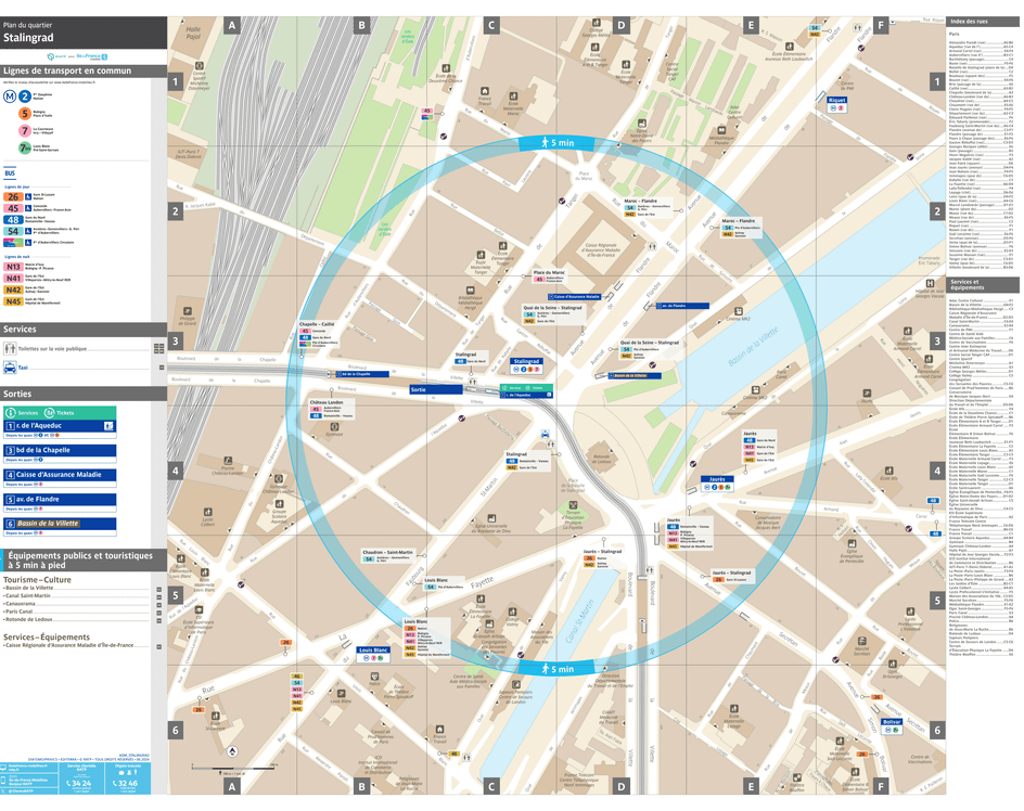 Plan de quartier autour de la station de métro Stalingrad