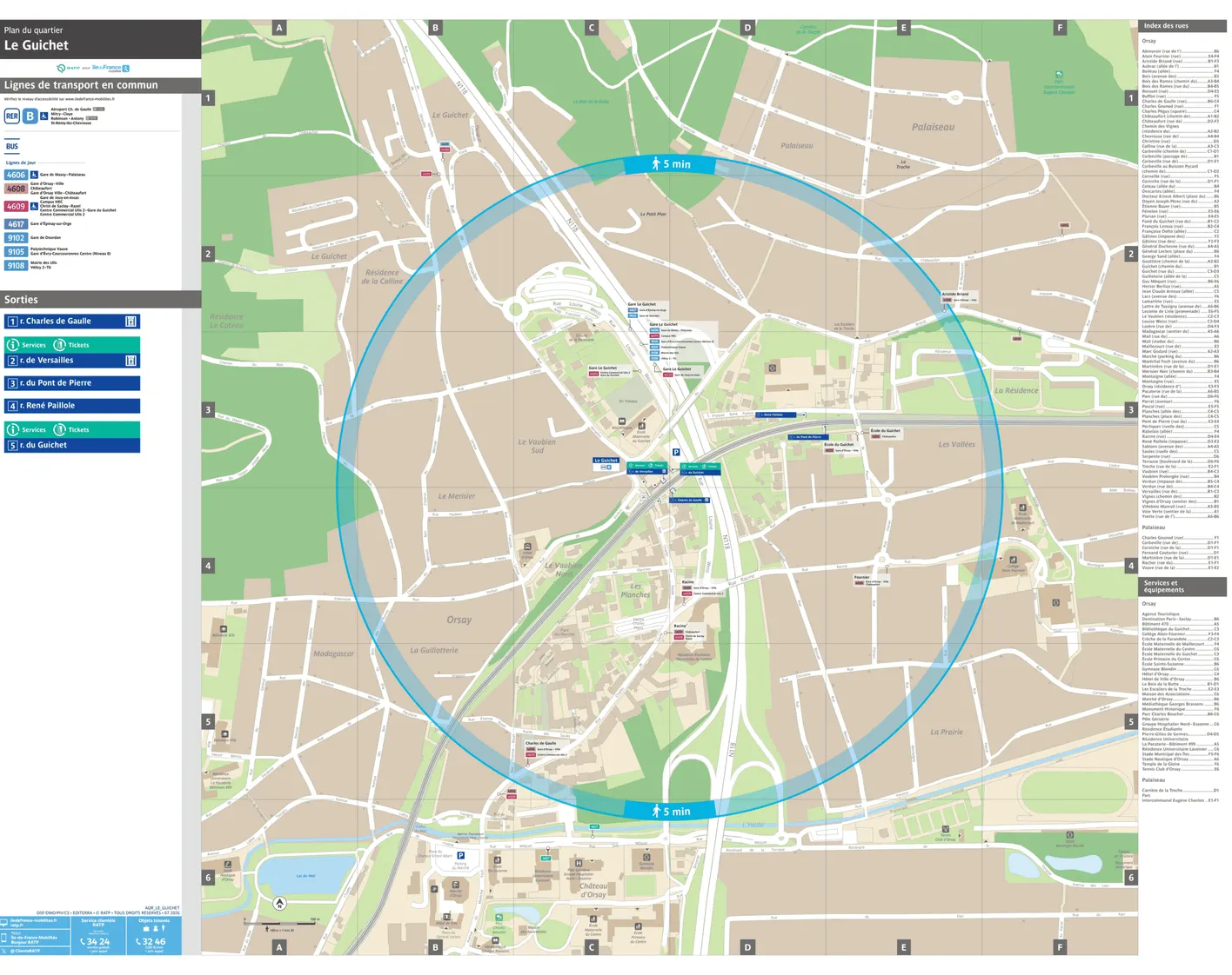 Neighborhood map around the train station Le Guichet