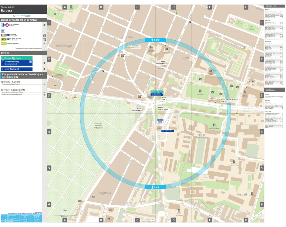 Neighborhood map around the metro station Barbara