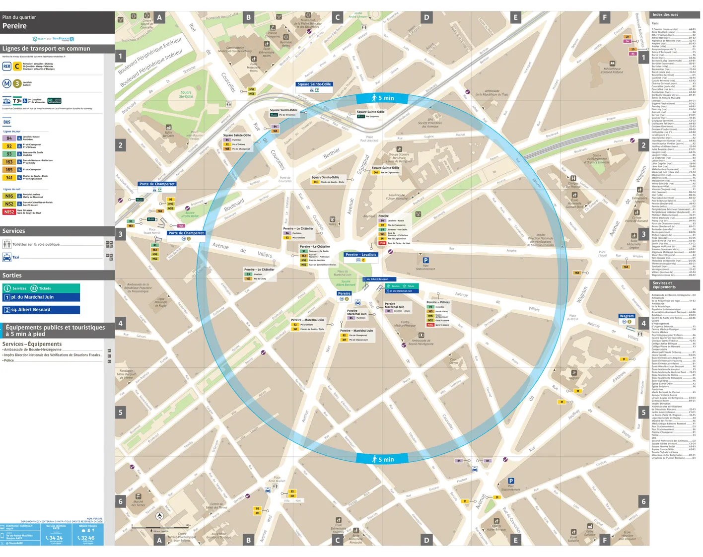 Neighborhood map around the train station Péreire Levallois