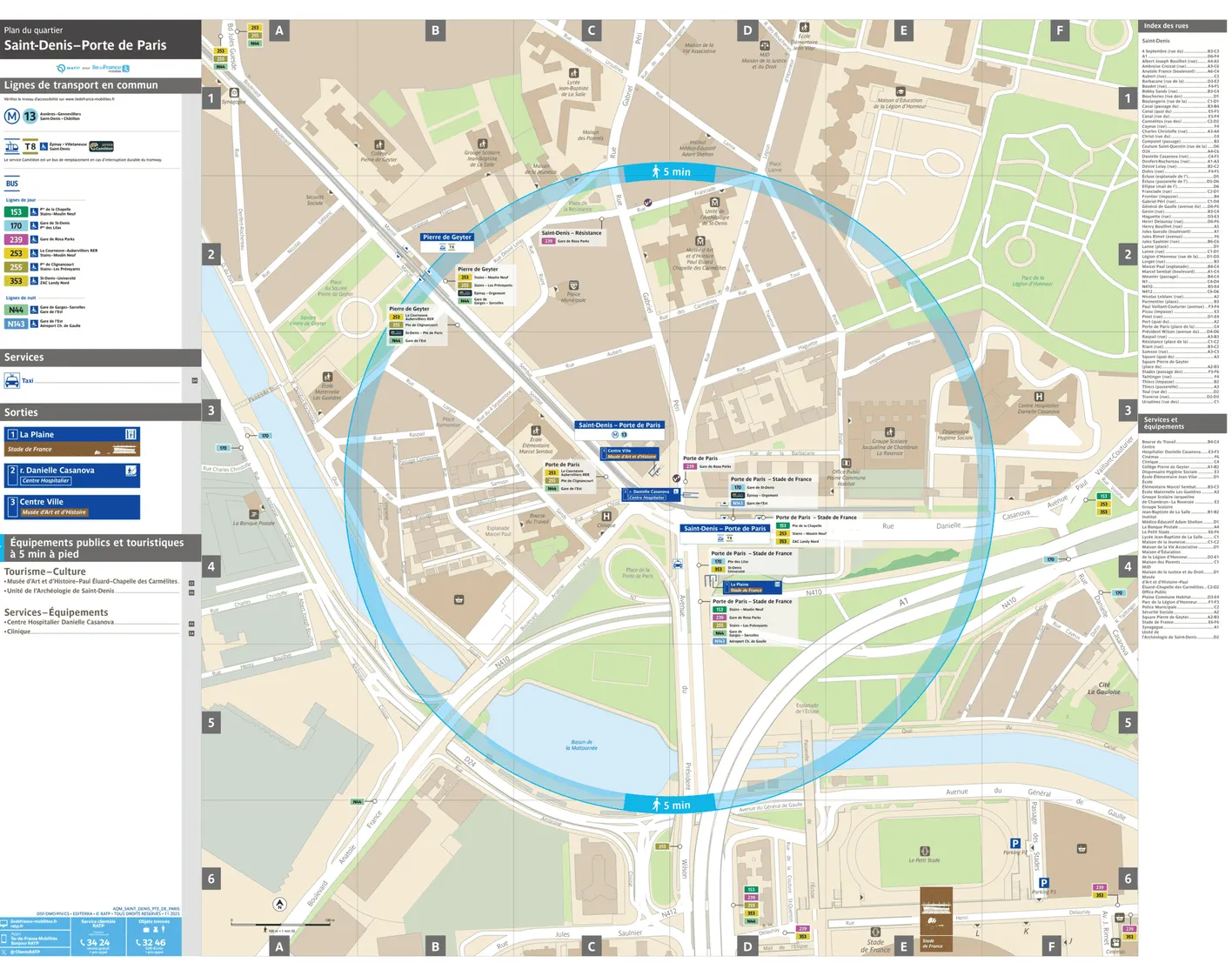 Plan de quartier autour de l'arrêt de tramway Saint-Denis - Porte de Paris