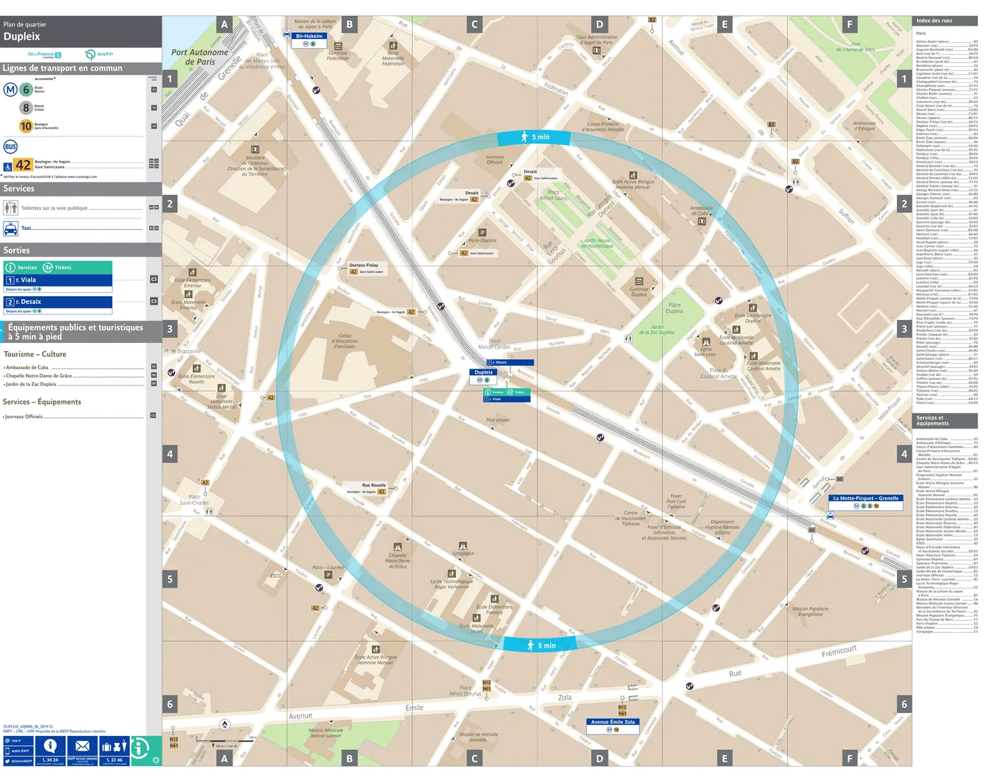 Neighborhood map around the metro station Dupleix