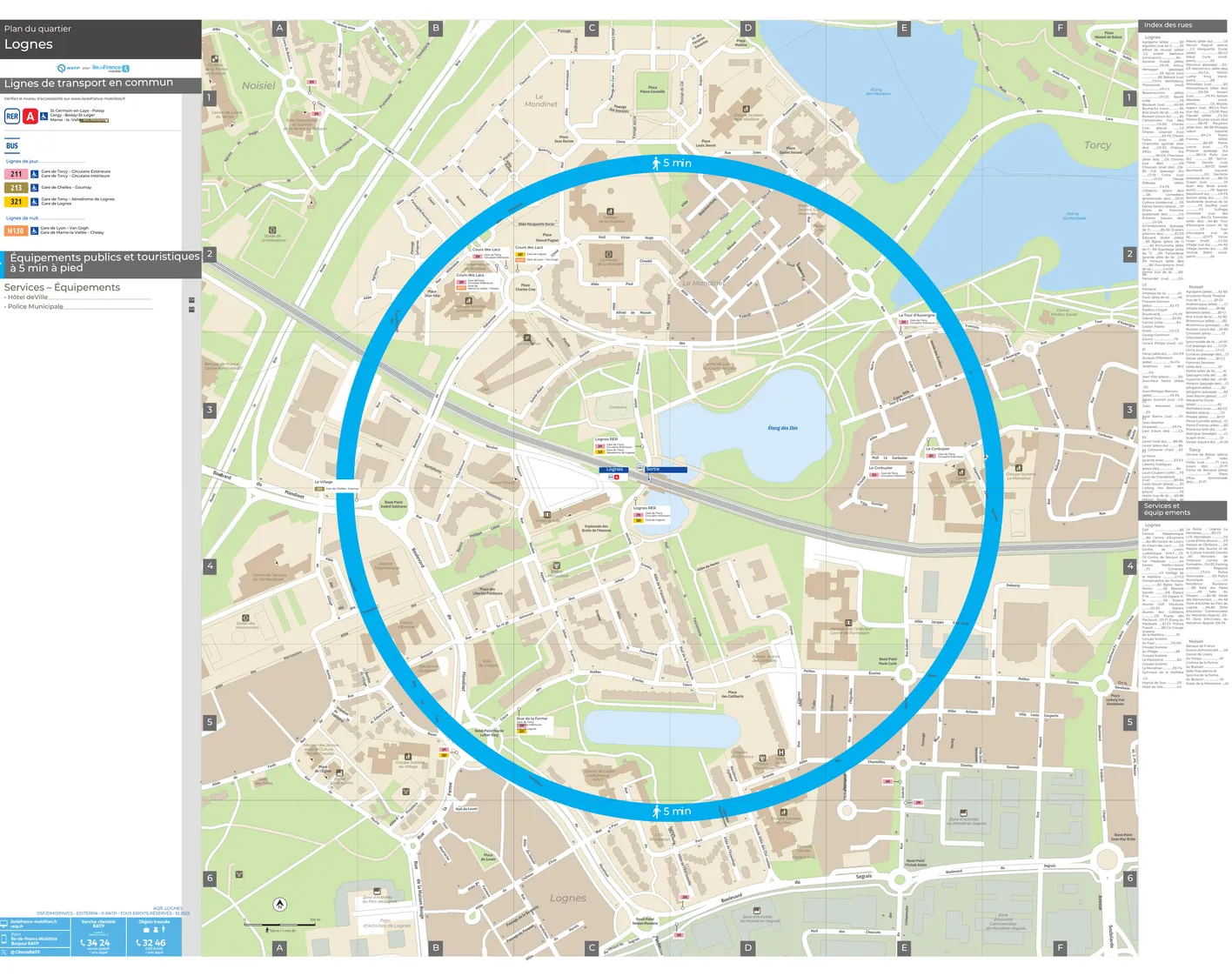 Plan de quartier autour de la gare Lognes