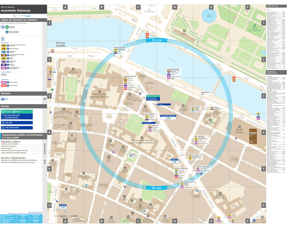 Plan de quartier autour de la station de métro Assemblée Nationale