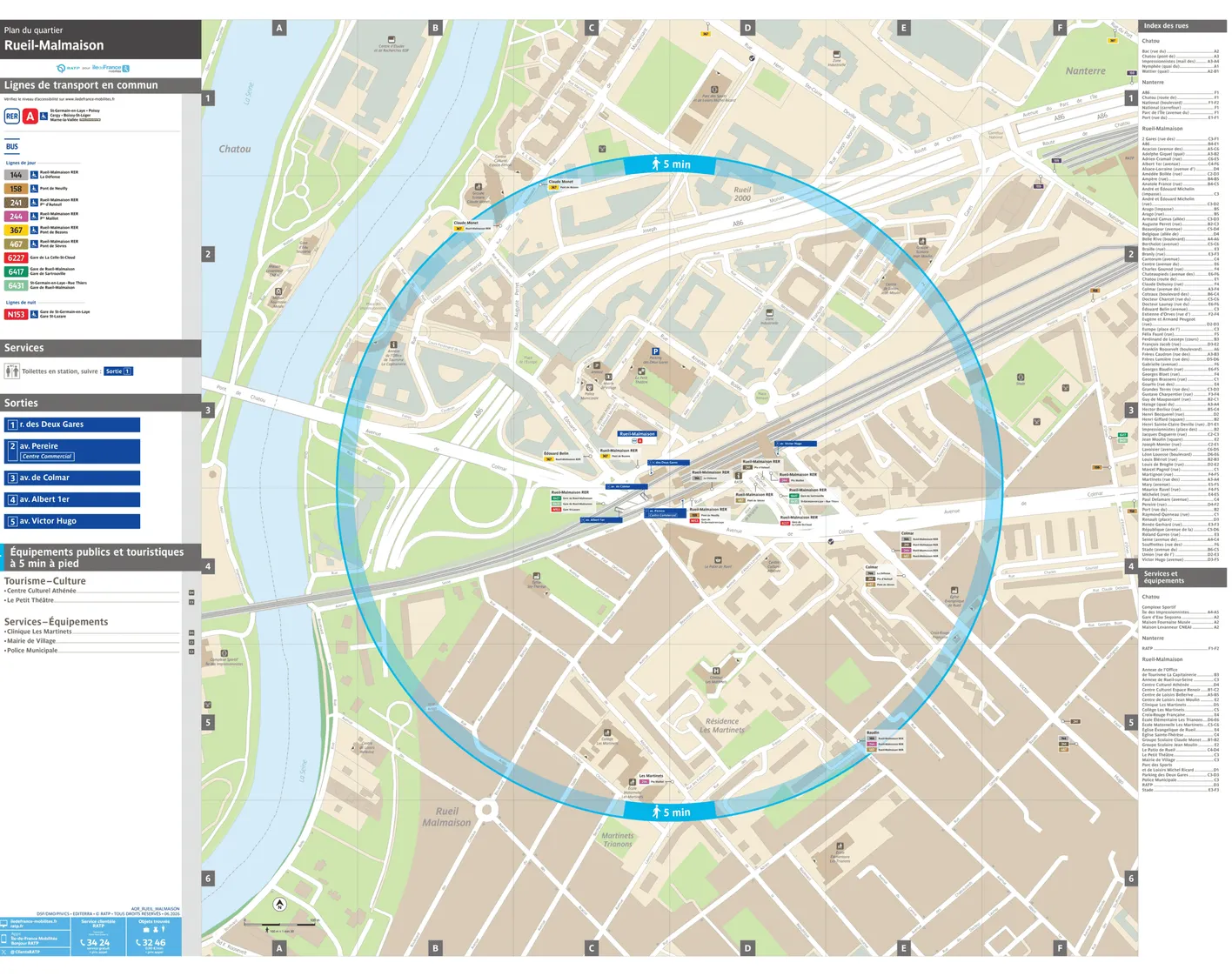 Neighborhood map around the train station Rueil-Malmaison