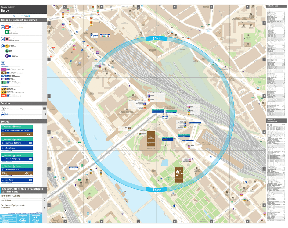 Plan de quartier autour de la station de métro Bercy