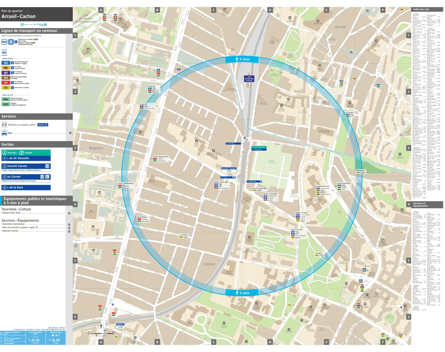 Neighborhood map around the train station Arcueil - Cachan