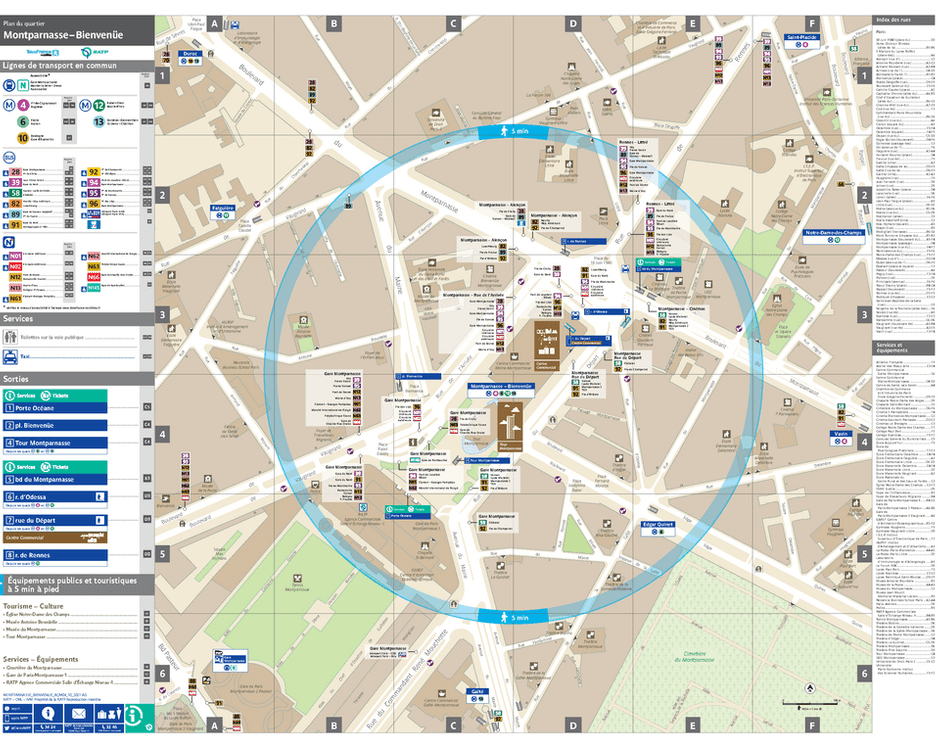 Plan de quartier autour de la gare Gare Montparnasse