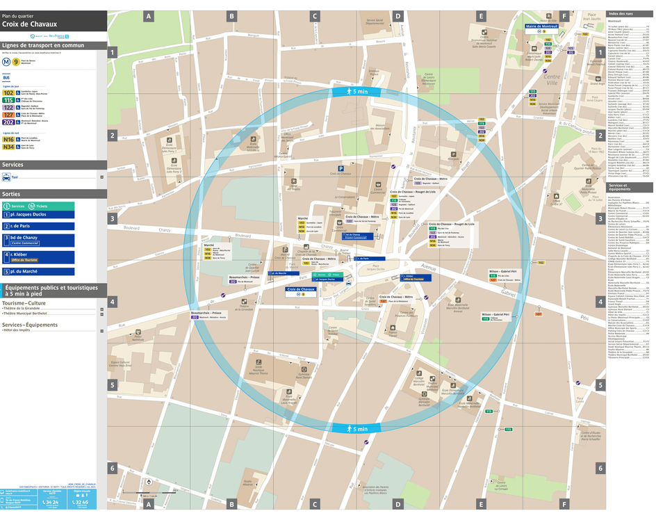 Plan de quartier autour de la station de métro Croix de Chavaux