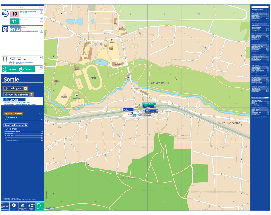 Neighborhood map around the train station Gif-sur-Yvette