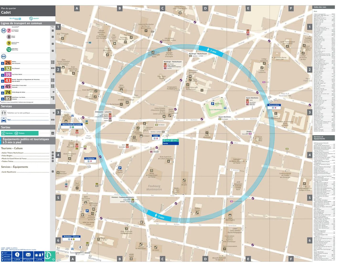 Neighborhood map around the metro station Cadet