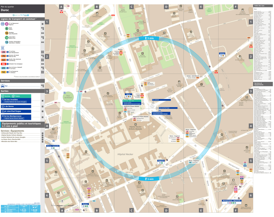 Plan de quartier autour de la station de métro Duroc