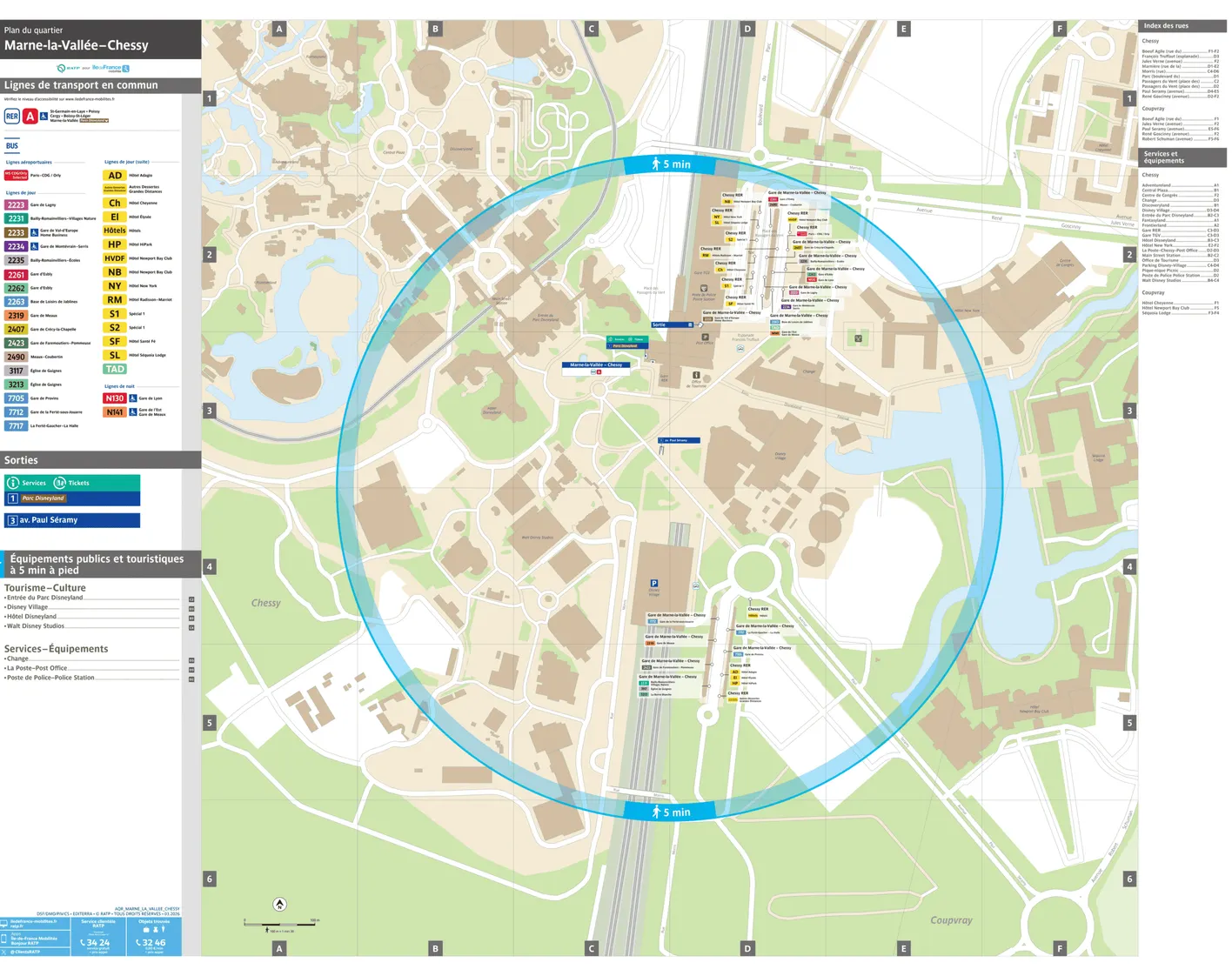 Neighborhood map around the train station Marne-la-Vallée - Chessy