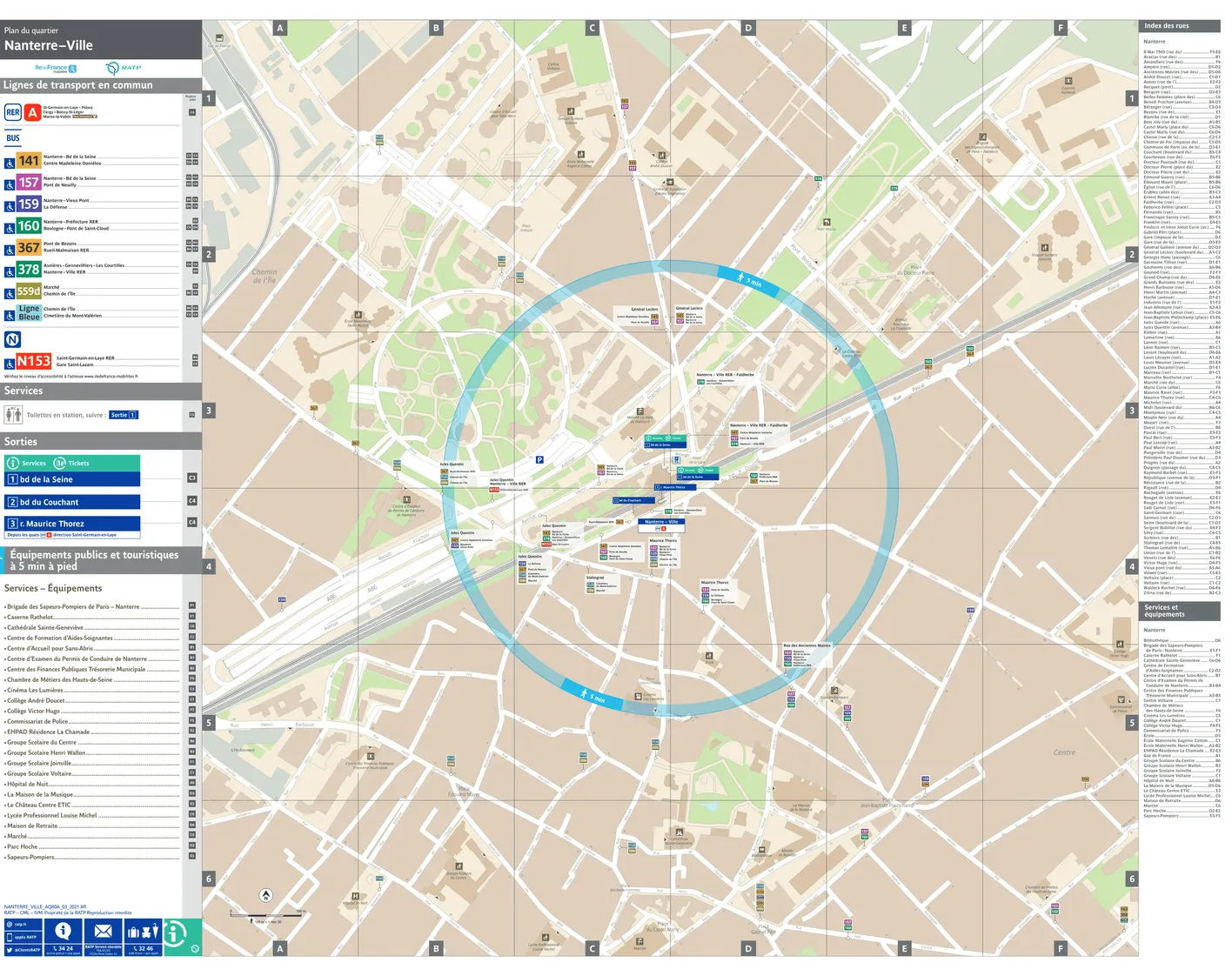 Neighborhood map around the train station Nanterre - Ville