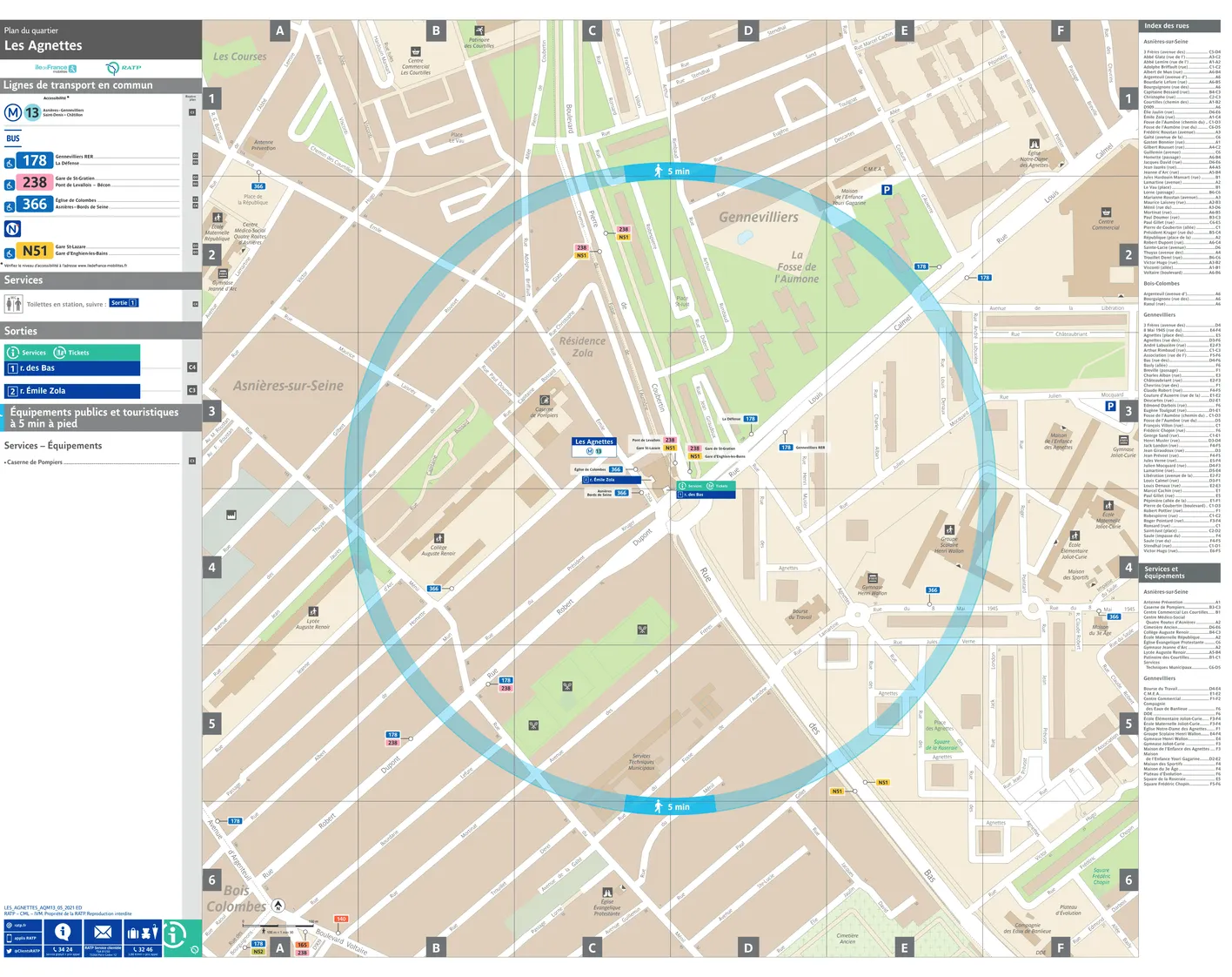 Neighborhood map around the metro station Les Agnettes