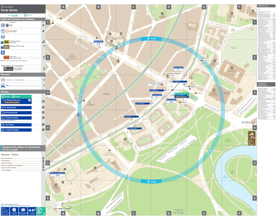 Plan de quartier autour de l'arrêt de tramway Porte Dorée