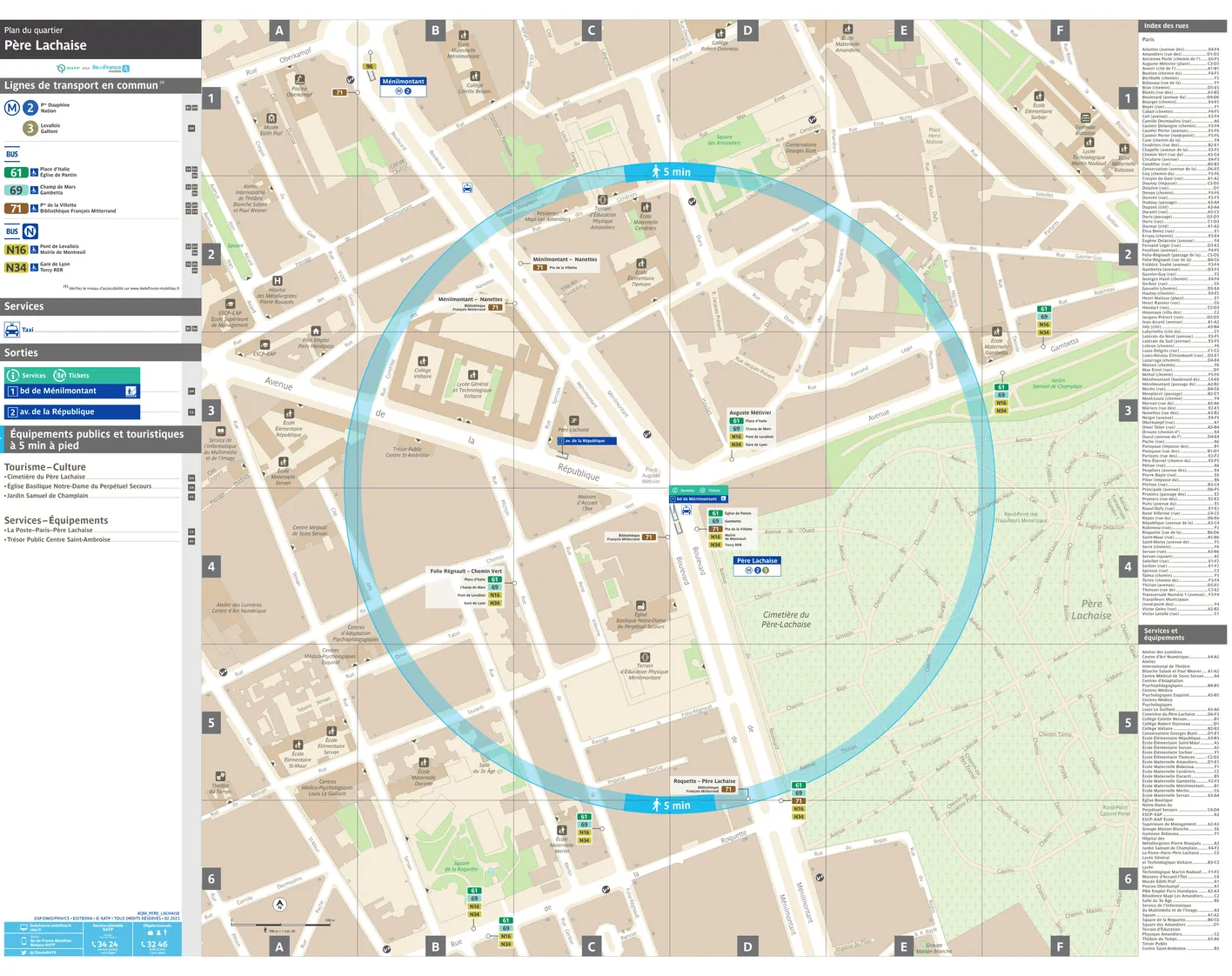 Neighborhood map around the metro station Père Lachaise