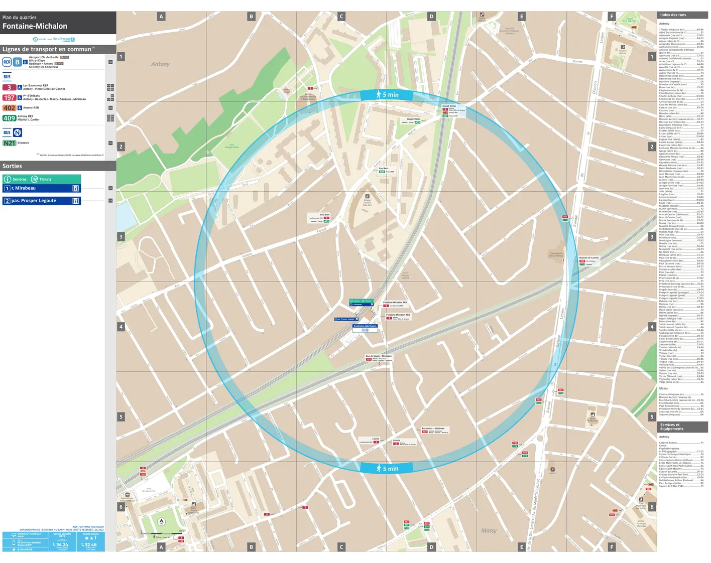 Neighborhood map around the train station Fontaine Michalon
