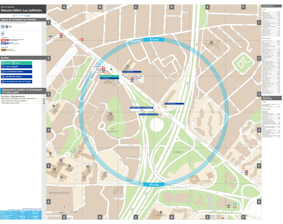 Neighborhood map around the metro station Maisons-Alfort - Les Juilliottes