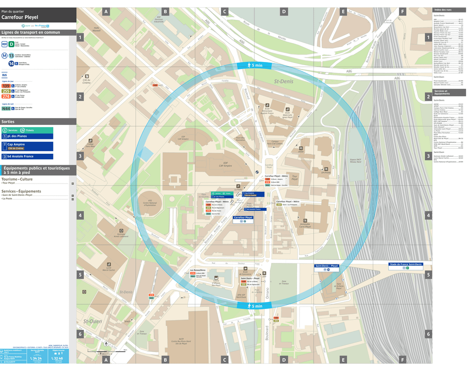 Neighborhood map around the metro station Carrefour Pleyel