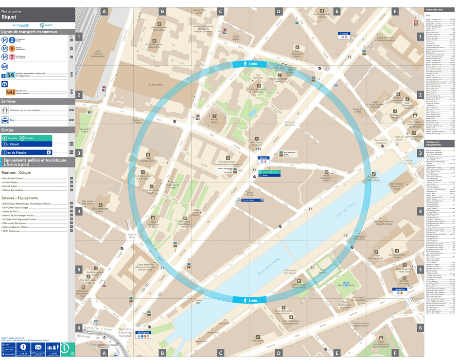 Plan de quartier autour de la station de métro Riquet