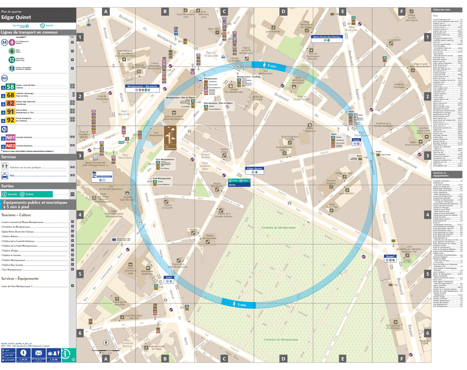 Plan de quartier autour de la station de métro Edgar Quinet
