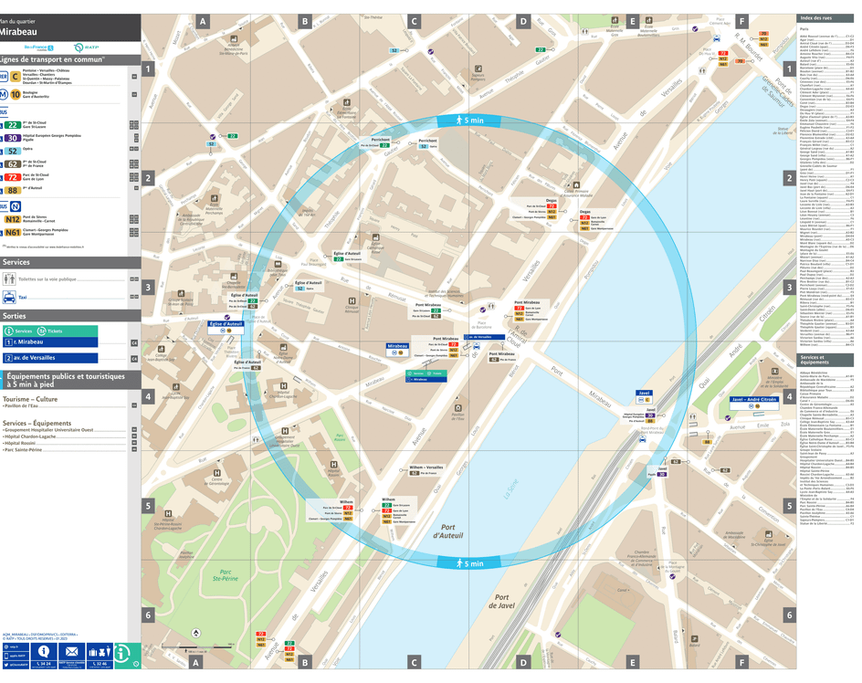 Neighborhood map around the metro station Mirabeau