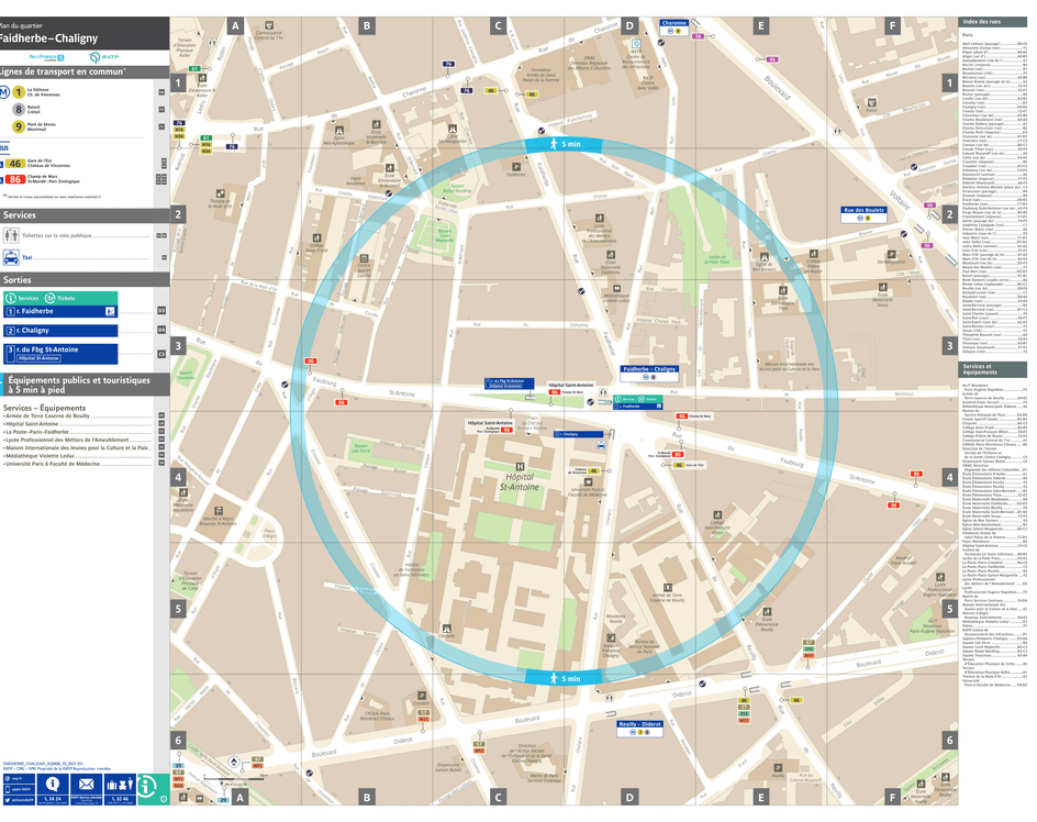Plan de quartier autour de la station de métro Faidherbe - Chaligny