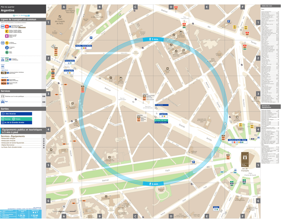 Neighborhood map around the metro station Argentine