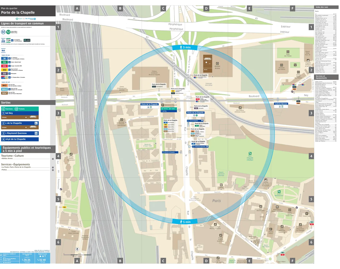 Plan de quartier autour de l'arrêt de tramway Porte de la Chapelle