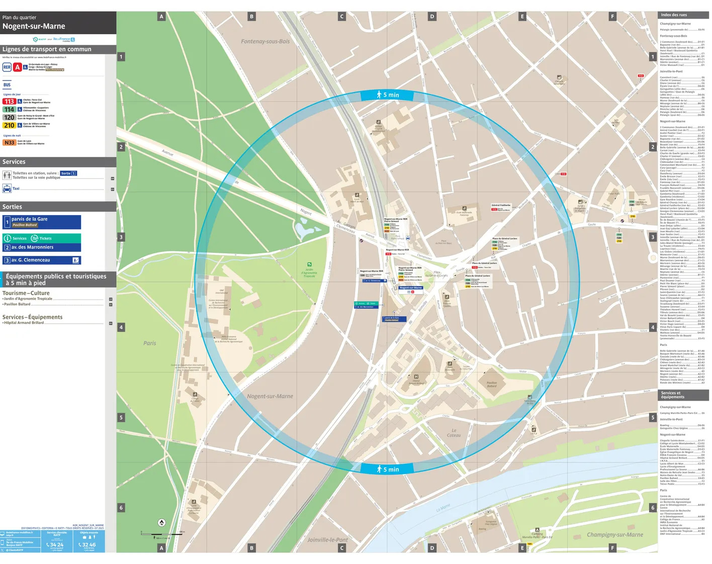 Neighborhood map around the train station Nogent-sur-Marne