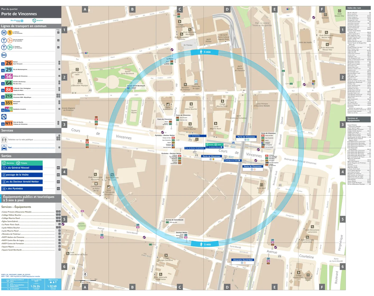 Plan de quartier autour de l'arrêt de tramway Porte de Vincennes