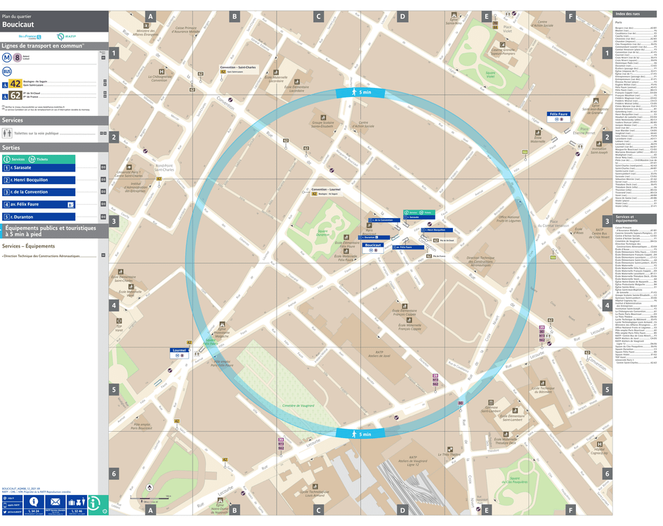 Plan de quartier autour de la station de métro Boucicaut