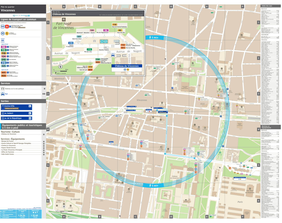 Plan de quartier autour de la gare Vincennes