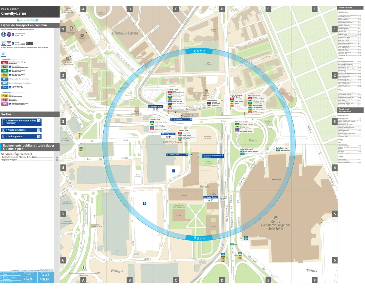 Neighborhood map around the tram stop Chevilly-Larue