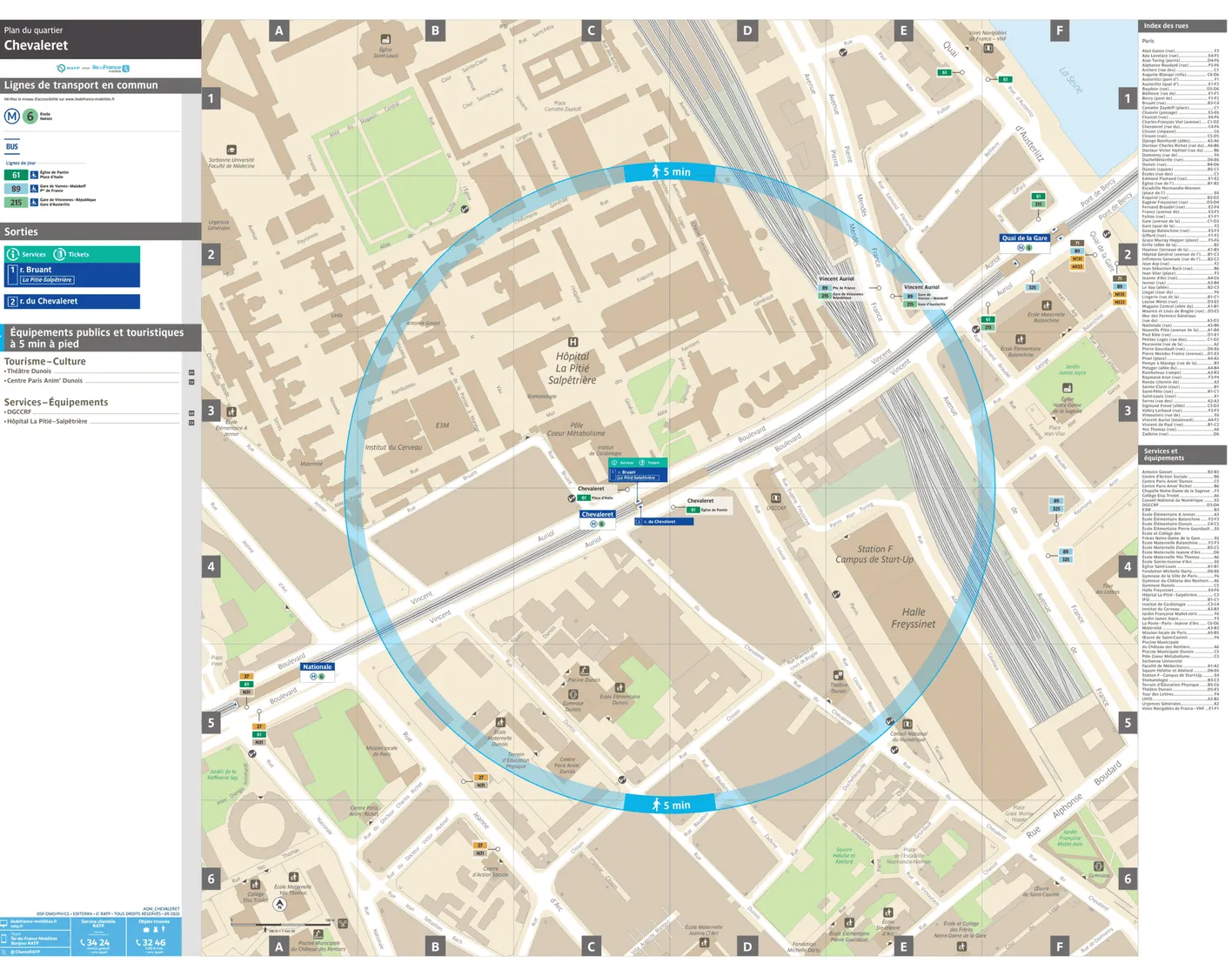 Neighborhood map around the metro station Chevaleret