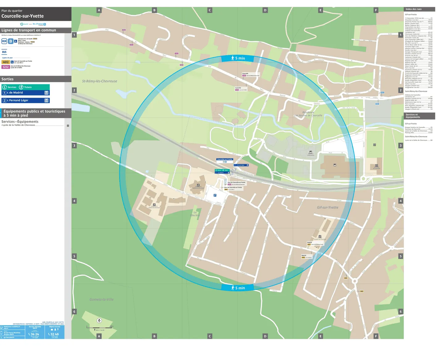 Neighborhood map around the train station Courcelle-sur-Yvette