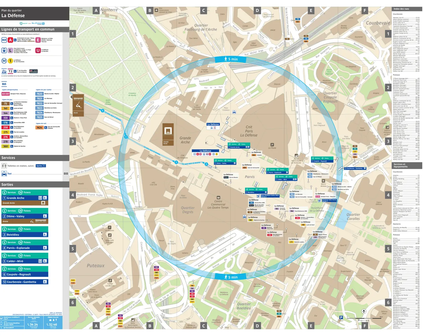 Neighborhood map around the train station La Défense